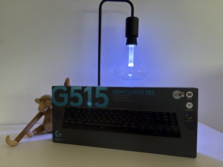 a keyboard and a light bulb